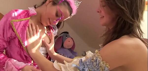  Lesbian lovers play dress up and have sex